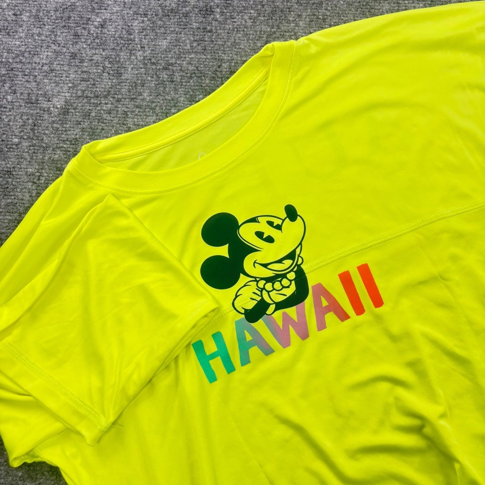 Disney Spirit Jersey‎ XL Neon Yellow Mickey Hawaii Aulani Long Sleeve Mens